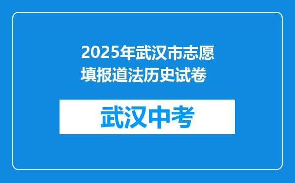 2025年武汉市志愿填报道法历史试卷