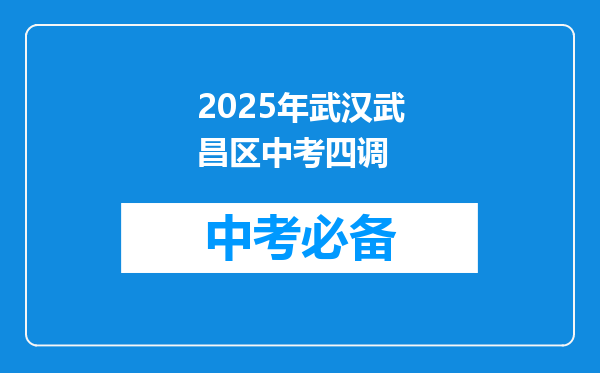 2025年武汉武昌区中考四调