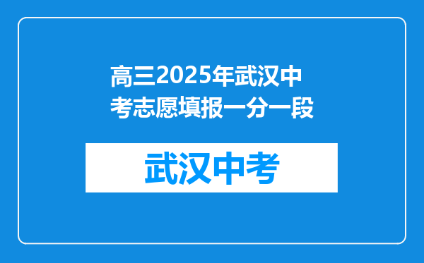 高三2025年武汉中考志愿填报一分一段