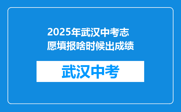 2025年武汉中考志愿填报啥时候出成绩