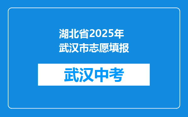 湖北省2025年武汉市志愿填报