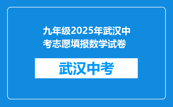 九年级2025年武汉中考志愿填报数学试卷