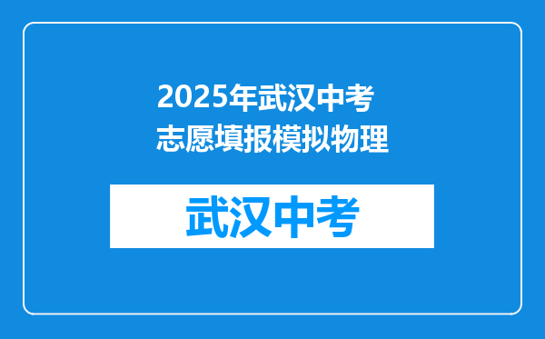 2025年武汉中考志愿填报模拟物理