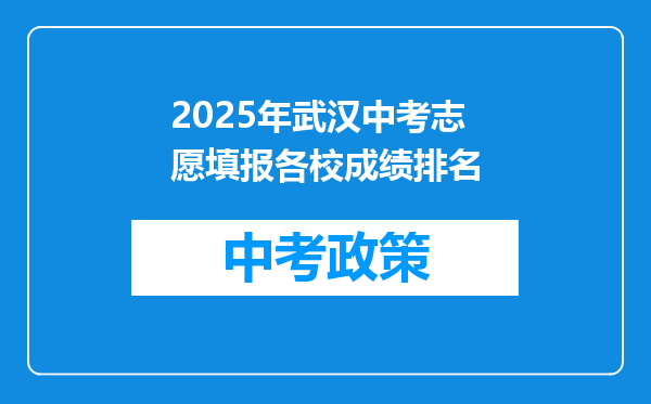 2025年武汉中考志愿填报各校成绩排名