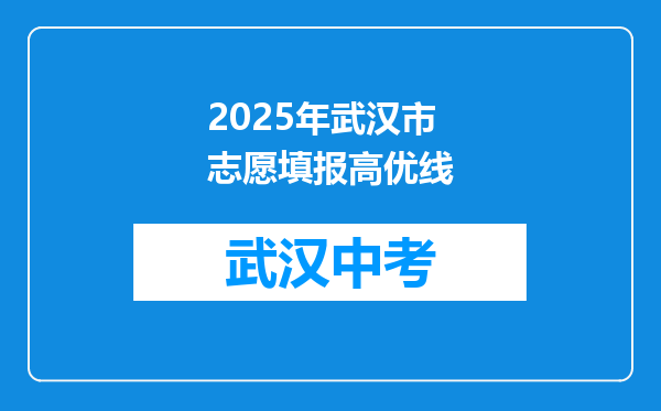 2025年武汉市志愿填报高优线