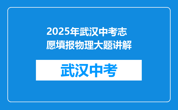 2025年武汉中考志愿填报物理大题讲解