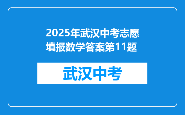 2025年武汉中考志愿填报数学答案第11题
