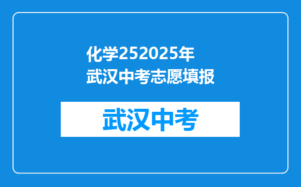 化学252025年武汉中考志愿填报