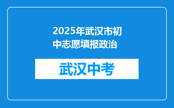 2025年武汉市初中志愿填报政治