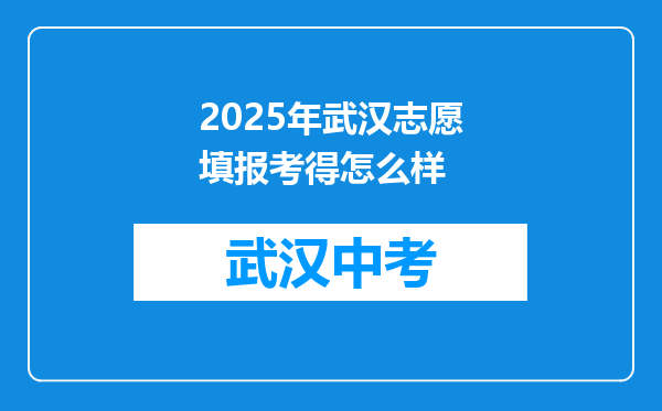 2025年武汉志愿填报考得怎么样
