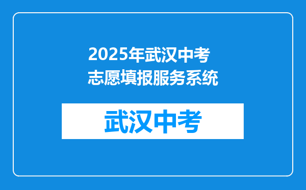2025年武汉中考志愿填报服务系统
