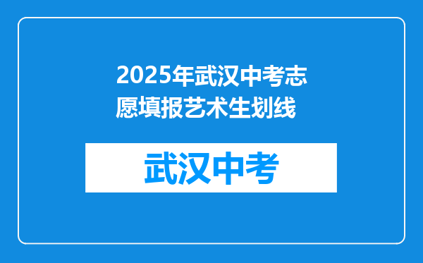 2025年武汉中考志愿填报艺术生划线
