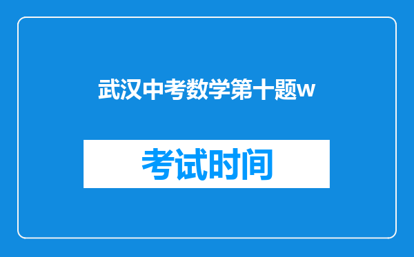武汉中考数学第十题w