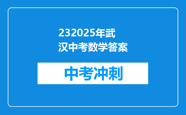 232025年武汉中考数学答案