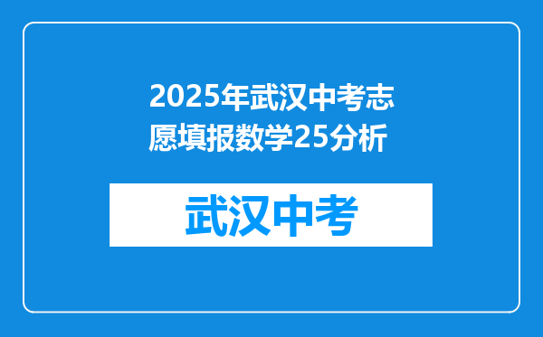 2025年武汉中考志愿填报数学25分析