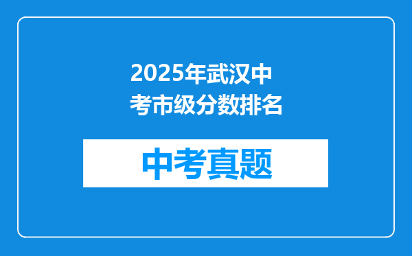 2025年武汉中考市级分数排名