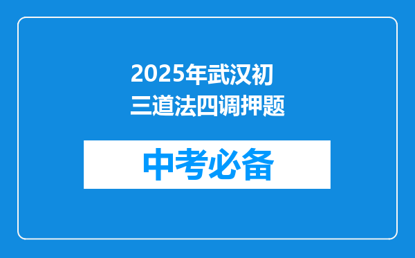 2025年武汉初三道法四调押题