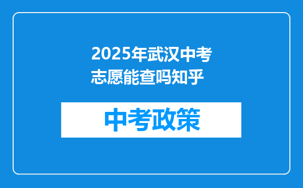 2025年武汉中考志愿能查吗知乎