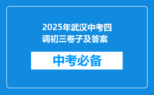 2025年武汉中考四调初三卷子及答案