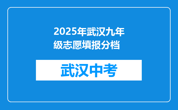 2025年武汉九年级志愿填报分档