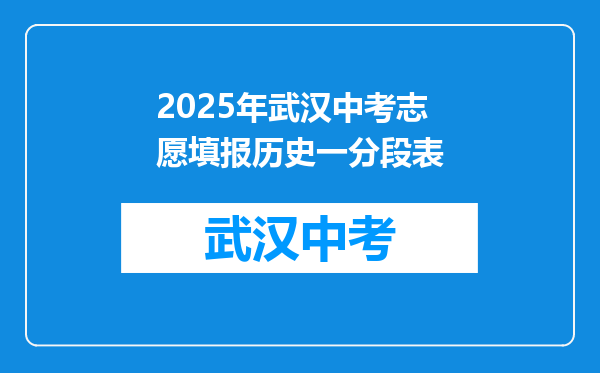 2025年武汉中考志愿填报历史一分段表