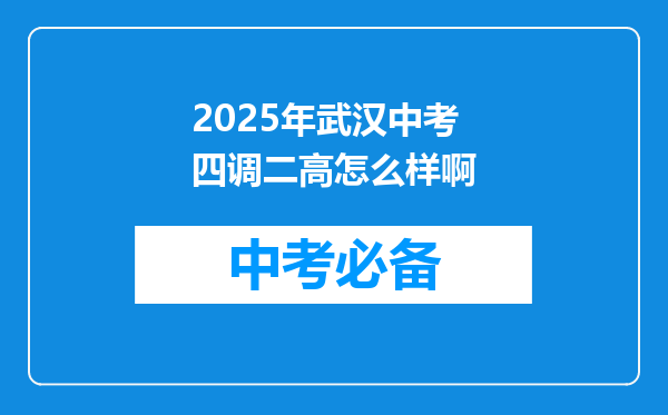 2025年武汉中考四调二高怎么样啊