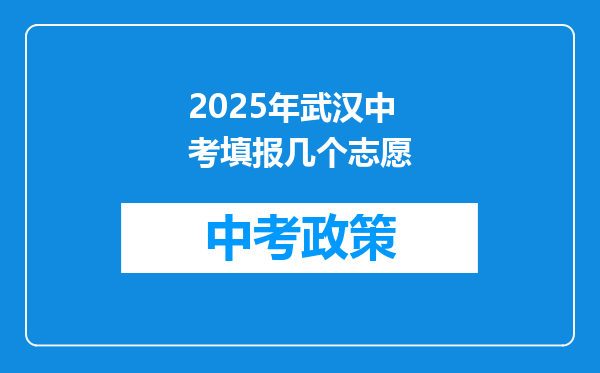 2025年武汉中考填报几个志愿