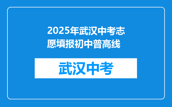 2025年武汉中考志愿填报初中普高线