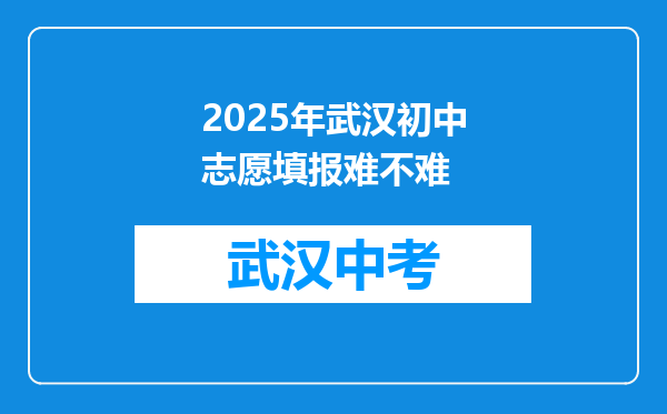 2025年武汉初中志愿填报难不难