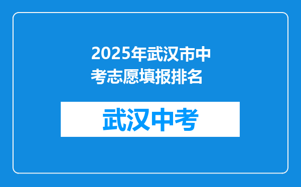 2025年武汉市中考志愿填报排名