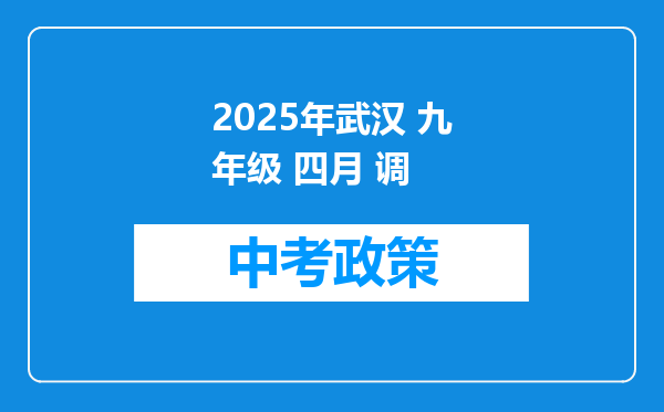 2025年武汉 九年级 四月 调