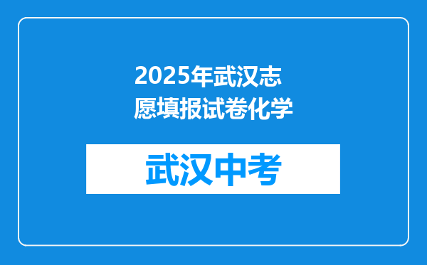 2025年武汉志愿填报试卷化学