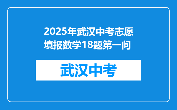 2025年武汉中考志愿填报数学18题第一问