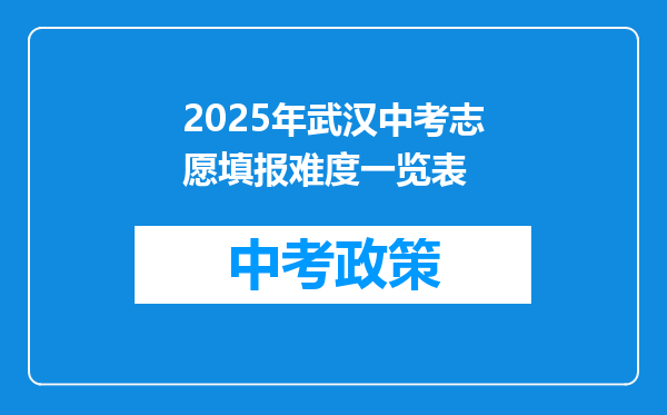 2025年武汉中考志愿填报难度一览表