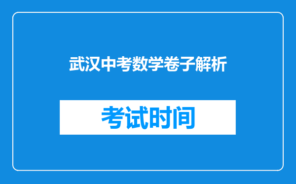 武汉中考数学卷子解析