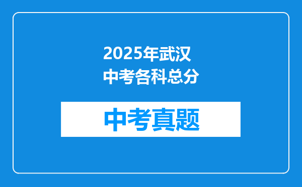 2025年武汉中考各科总分