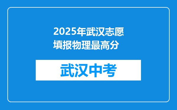 2025年武汉志愿填报物理最高分