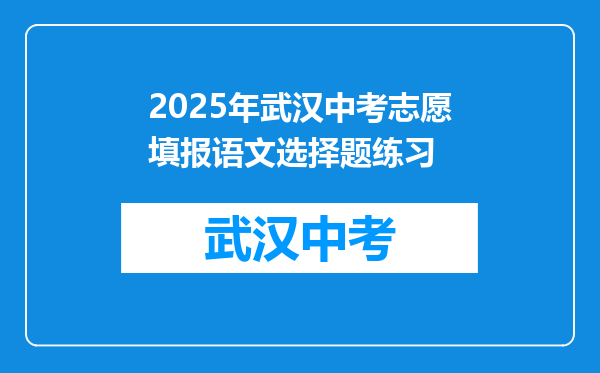 2025年武汉中考志愿填报语文选择题练习