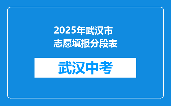 2025年武汉市志愿填报分段表