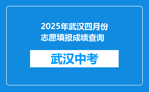 2025年武汉四月份志愿填报成绩查询