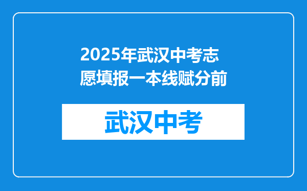 2025年武汉中考志愿填报一本线赋分前