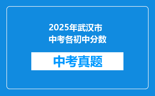 2025年武汉市中考各初中分数