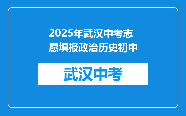2025年武汉中考志愿填报政治历史初中