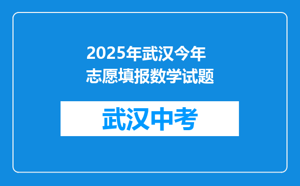 2025年武汉今年志愿填报数学试题