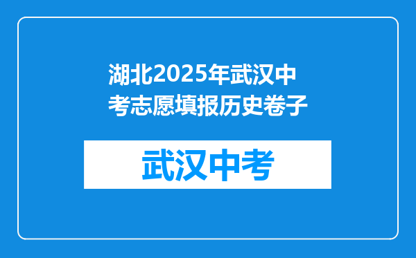 湖北2025年武汉中考志愿填报历史卷子