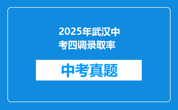 2025年武汉中考四调录取率