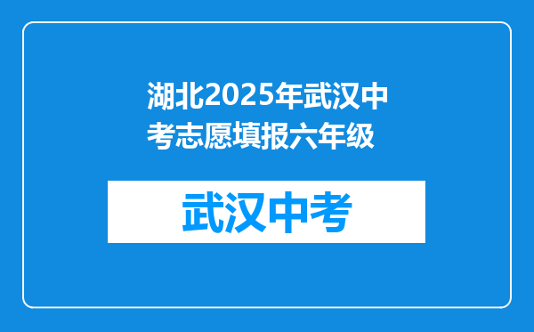 湖北2025年武汉中考志愿填报六年级