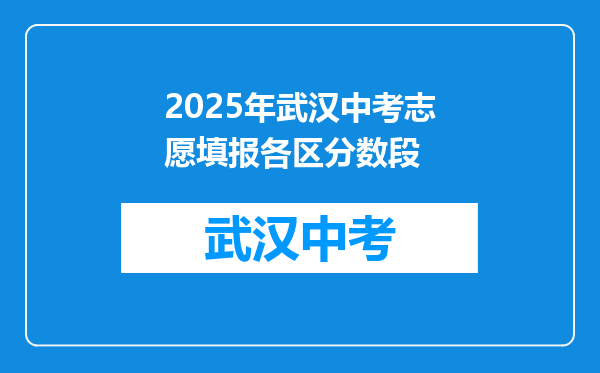 2025年武汉中考志愿填报各区分数段