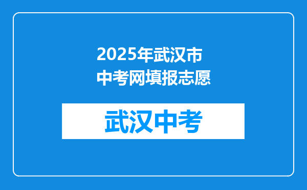2025年武汉市中考网填报志愿