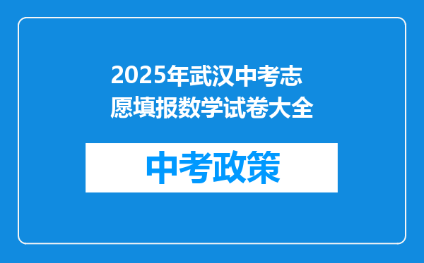 2025年武汉中考志愿填报数学试卷大全